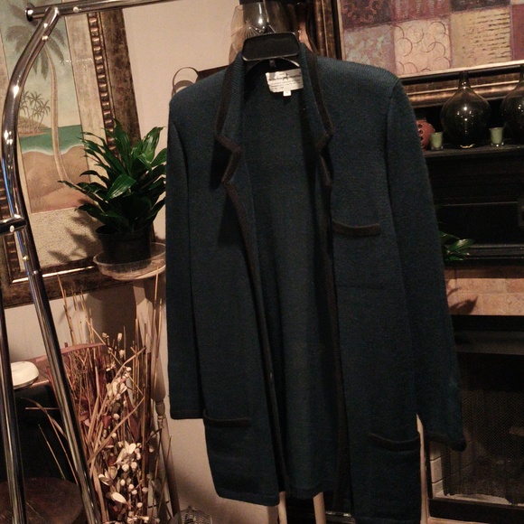 FINAL PRICE Peruvian Connection 100% Alpaca Forest Green Sweater w Black Trim - Picture 12 of 16